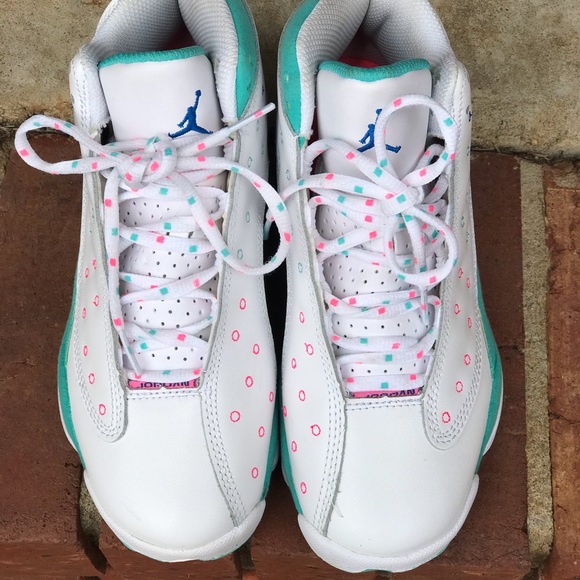 jordan 13 green and pink